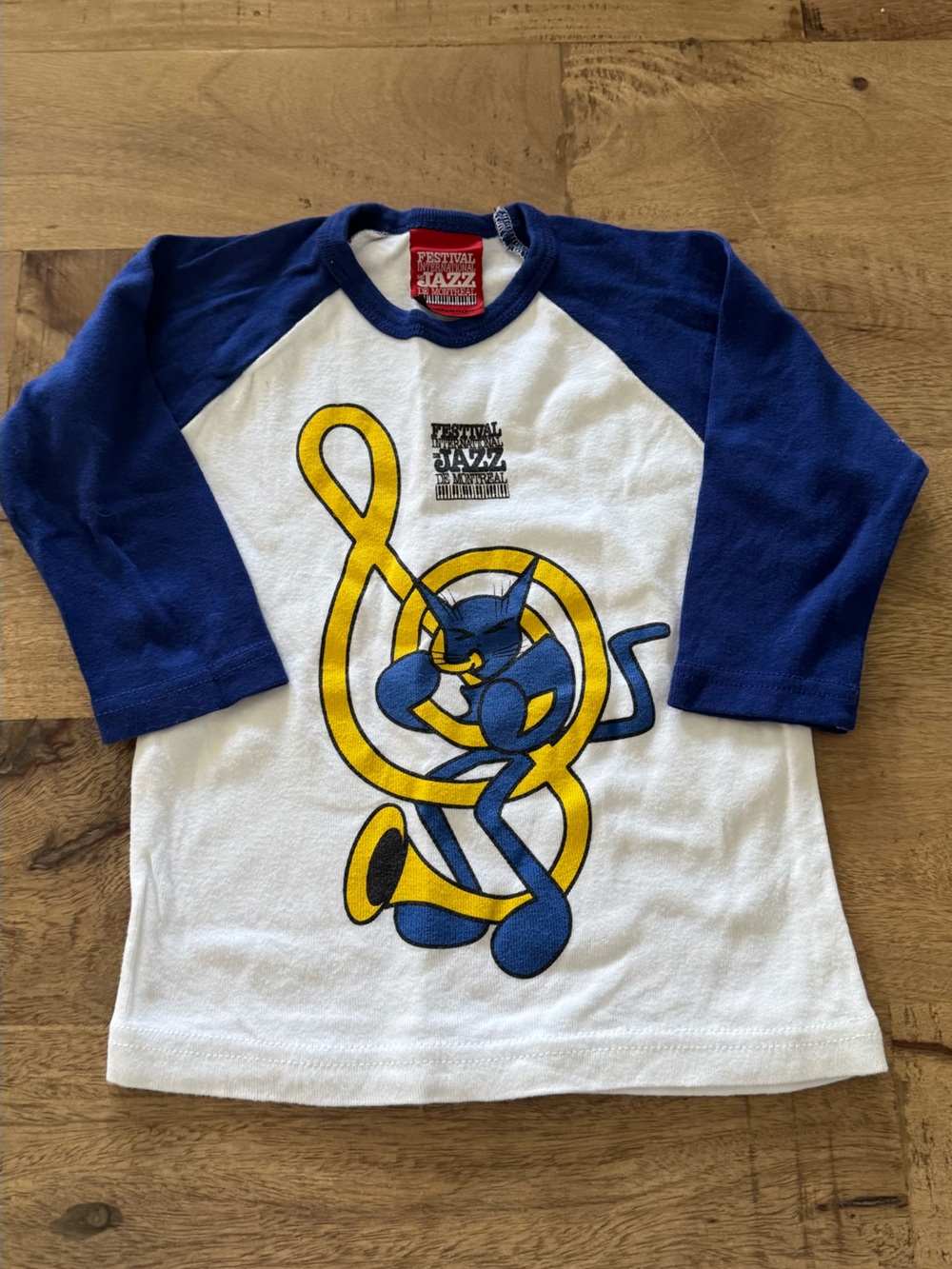 Jazz Festival Montreal Blue & White Raglan Kids Tee sz small